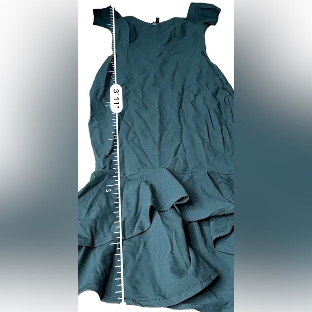 Lulus How Much I Care Dark Green‎ Off-the-Shoulder Ruffle Hem Midi Dress Sz S - Picture 12 of 12